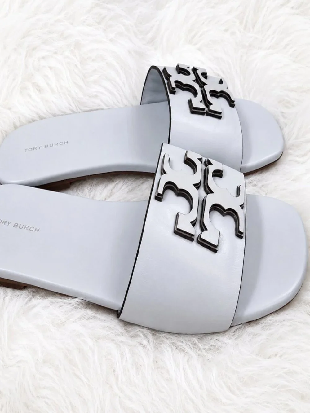 LIKE NEW Tory Burch Ines Leather Slide in Summit
